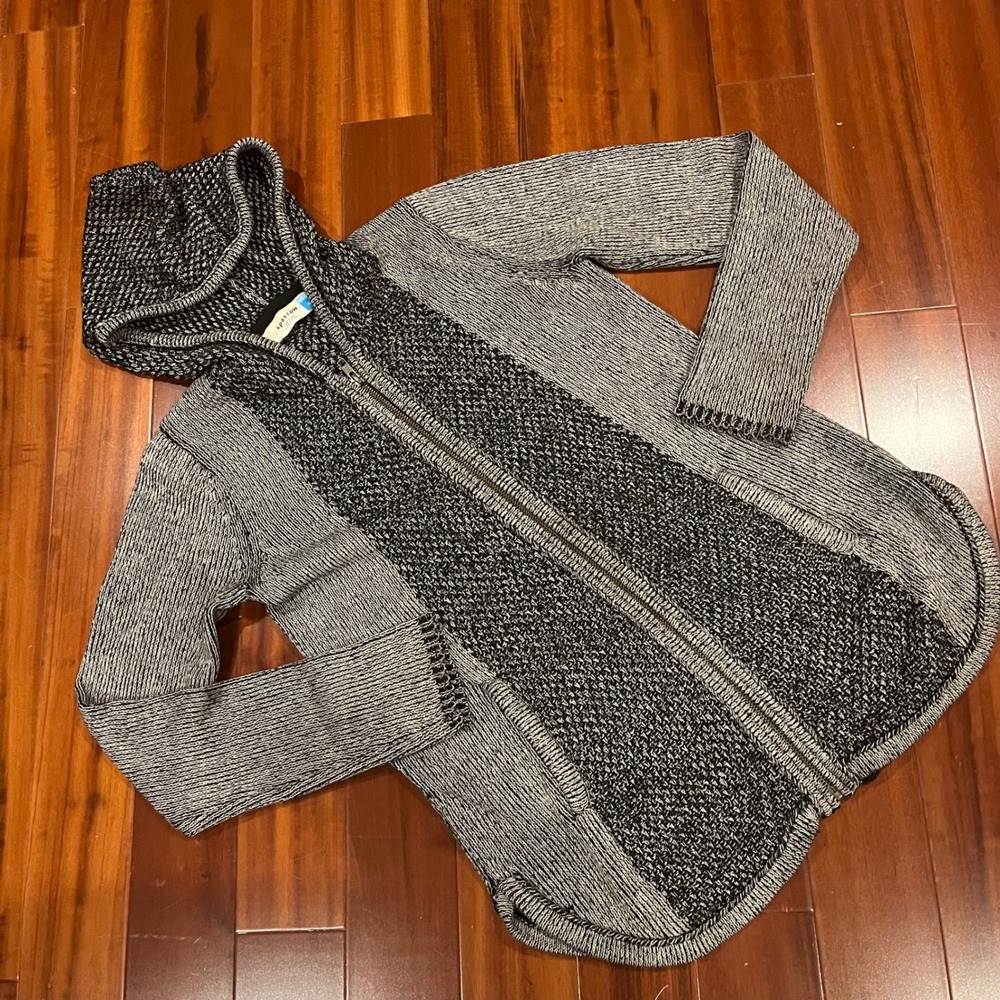 Sparrow Anthropologie Sweater‎ Zip Hooded Knit Hoodie Long Sleeve Two Tone Small